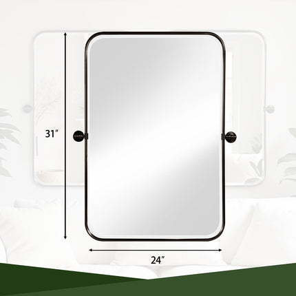 31" Black Metal Framed Bathroom Vanity Mirror