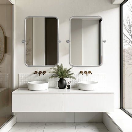 31" Off White Metal Framed Bathroom Vanity Mirror
