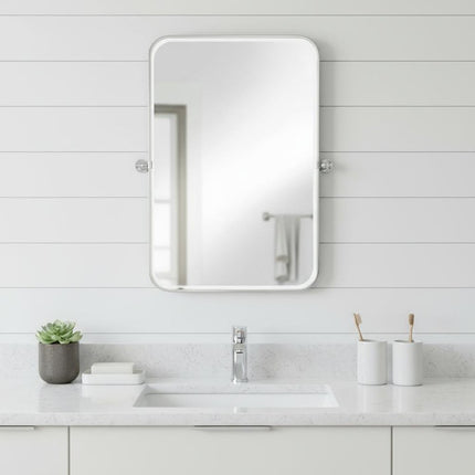 31" Off White Metal Framed Bathroom Vanity Mirror