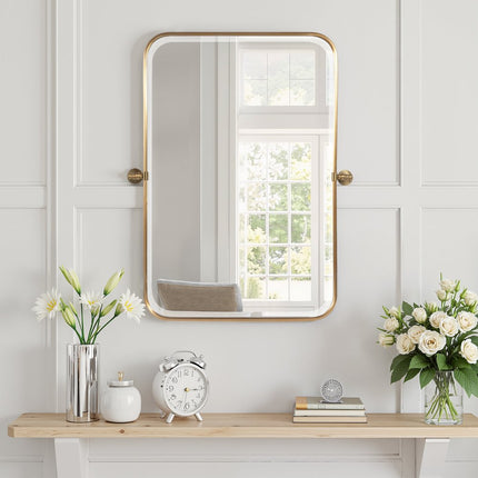 35" Gold Metal Framed Bathroom Vanity Mirror
