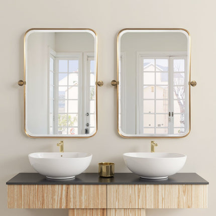 35" Gold Metal Framed Bathroom Vanity Mirror