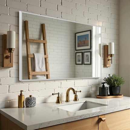 38" Silver Aluminum Framed Bathroom Vanity Mirror