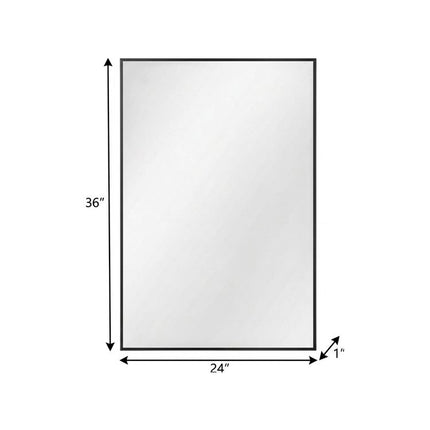36" Black Metal Framed Bathroom Vanity Mirror