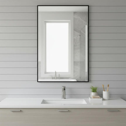 36" Black Metal Framed Bathroom Vanity Mirror