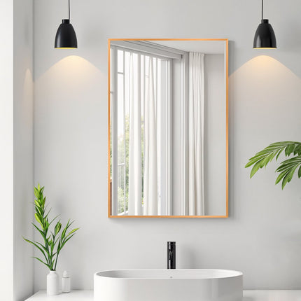 38" Gold Metal Framed Bathroom Vanity Mirror