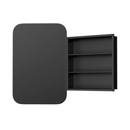 24" Black Metal Framed Bathroom Vanity Mirror With Cabinet