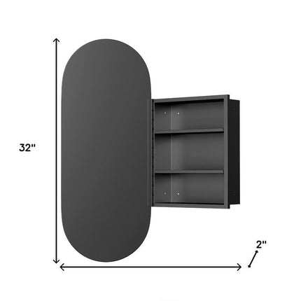 16" Black Metal Wall Mounted Bathroom Cabinet