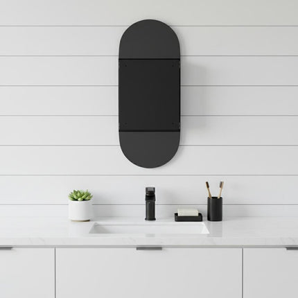 16" Black Metal Wall Mounted Bathroom Cabinet