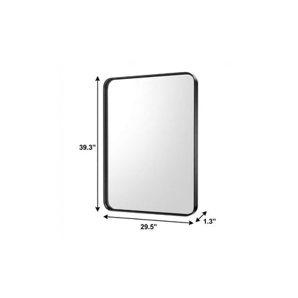 39" Black Metal Framed Bathroom Vanity Mirror