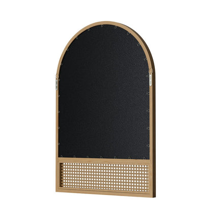 36" Brown Solid Wood Arch Framed Accent Mirror