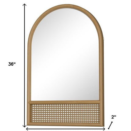 36" Brown Solid Wood Arch Framed Accent Mirror
