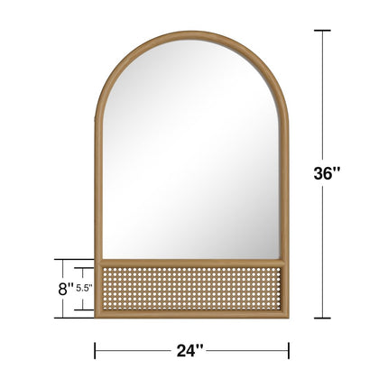36" Brown Solid Wood Arch Framed Accent Mirror