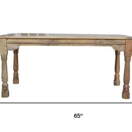 65" Brown Solid Wood Self-Storing Leaf Extendable Dining Table