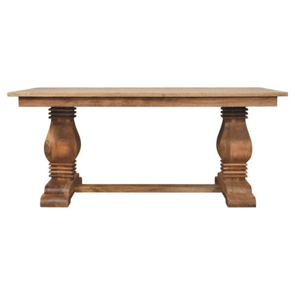 71" Brown Solid Wood Double Pedestal Base Dining Table