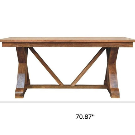 71" Brown Solid Wood Trestle Base Dining Table