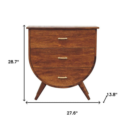 29" Brown Solid Wood Two Drawer Nightstand
