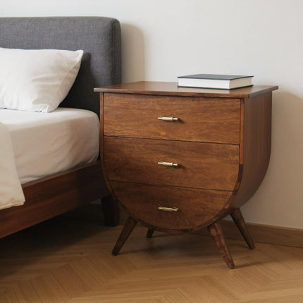 29" Brown Solid Wood Two Drawer Nightstand