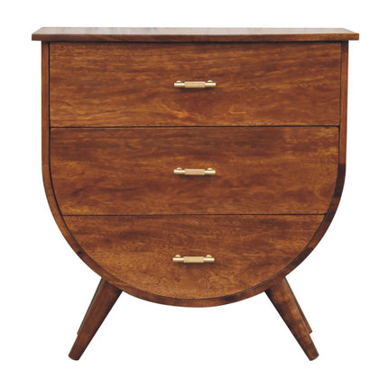 29" Brown Solid Wood Two Drawer Nightstand