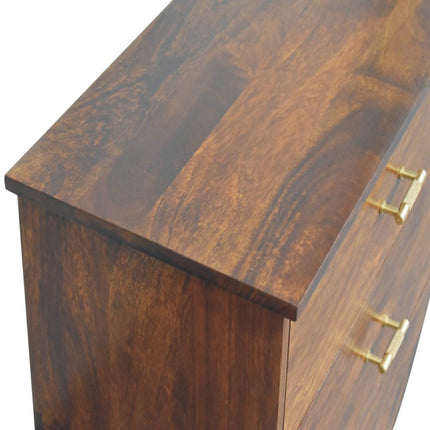 29" Brown Solid Wood Two Drawer Nightstand