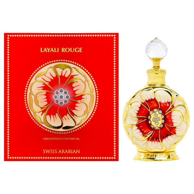 Swiss Arabian Layali Rouge - Luxury Products From Dubai - Long Lasting Personal Perfume Oil Fragrance - A Seductive Signature Aroma - 0.5 Oz
