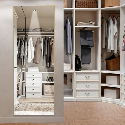 Mirror with Stand - Aluminum Alloy Thin Frame Floor Standing, Leaning or Wall-Mounted, 2 Sizes,