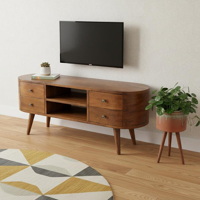 43" Brown Solid Wood Enclosed Storage Entertainment Center