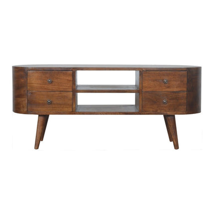 43" Brown Solid Wood Enclosed Storage Entertainment Center