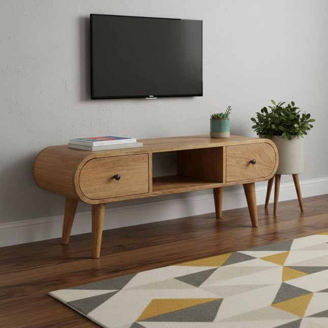 39" Brown Solid Wood Fireplace TV Stand