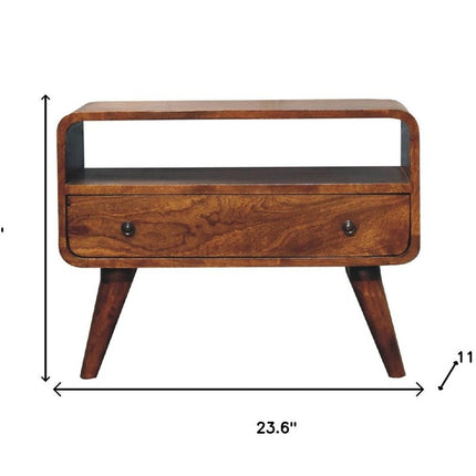 24" Brown Solid Wood Fireplace TV Stand
