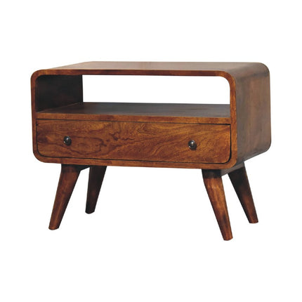 24" Brown Solid Wood Fireplace TV Stand