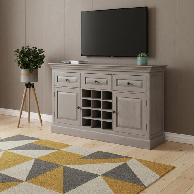 59" Brown Solid Wood Fireplace TV Stand