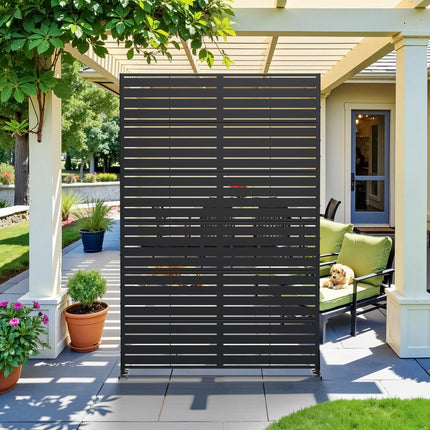 72" Black Steel Six Panel Screen Room Divider