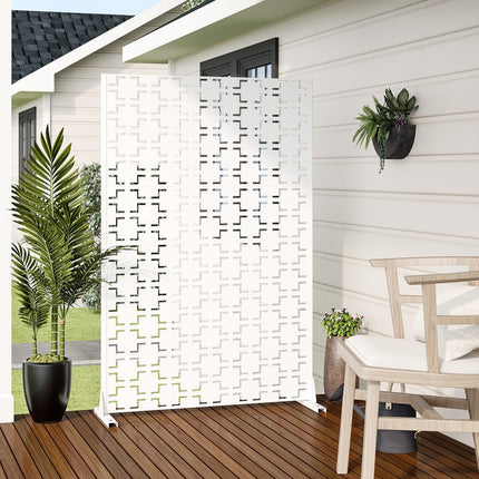72" White Steel Six Panel Screen Room Divider