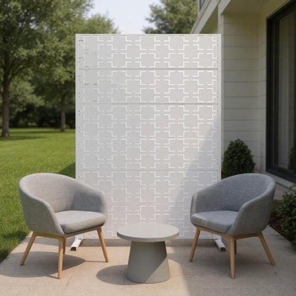 72" White Steel Six Panel Screen Room Divider