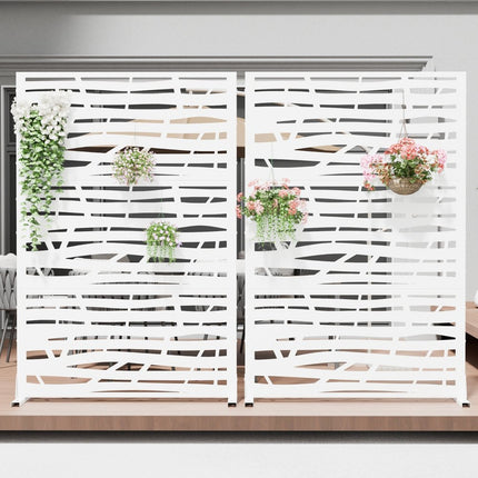 72" White Steel Three Panel Screen Room Divider