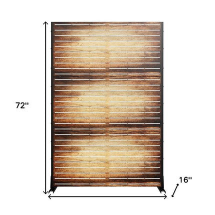 72" Brown Steel Three Panel Screen Room Divider