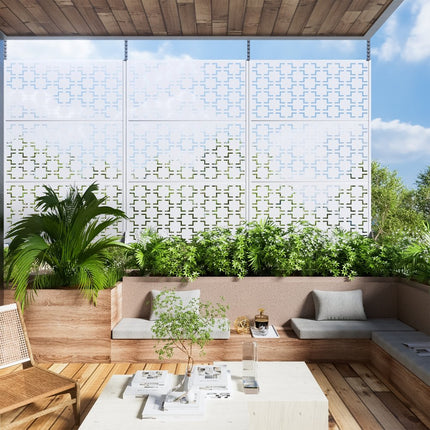 72" White Steel Three Panel Screen Room Divider