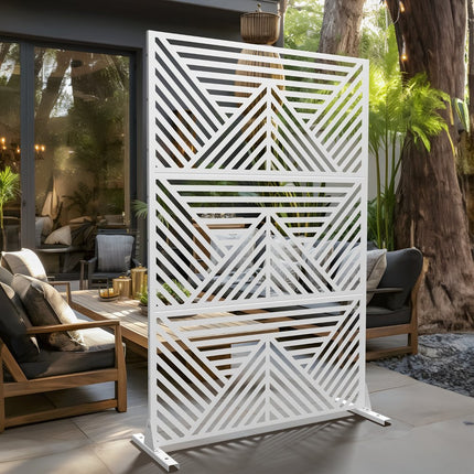 72" White Steel Three Panel Screen Room Divider