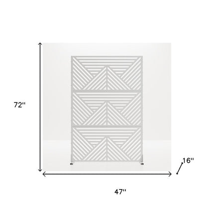 72" White Steel Three Panel Screen Room Divider