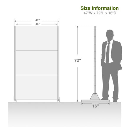 72" White Steel Three Panel Screen Room Divider