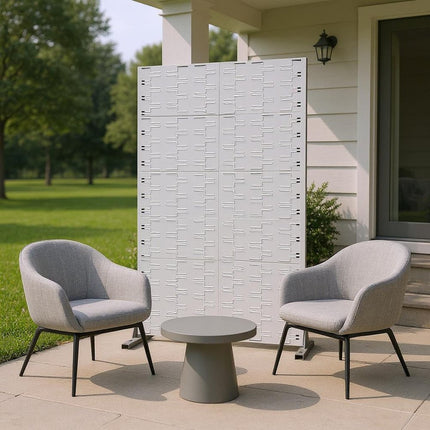 72" White Steel Six Panel Screen Room Divider
