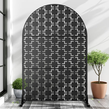 72" Black Steel Three Panel Screen Room Divider