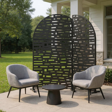 72" Black Steel Three Panel Screen Room Divider