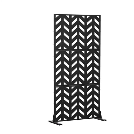 72" Black Steel Three Panel Screen Room Divider