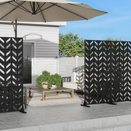 72" Black Steel Six Panel Screen Room Divider