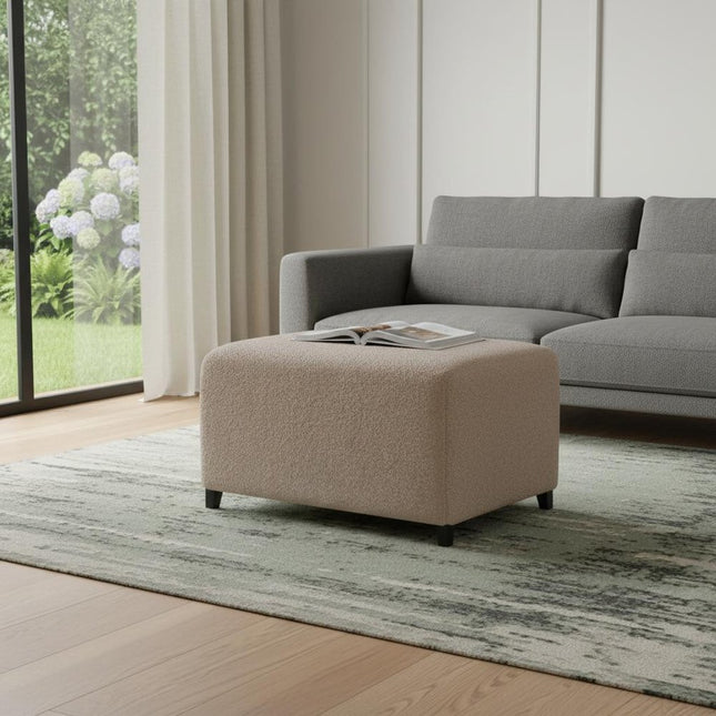 32" Brown Boucle Footstool