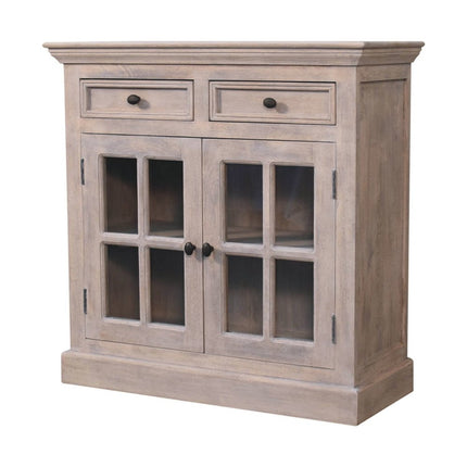 35" Brown Solid Wood Accent Cabinet With Two Doors And Two Drawers