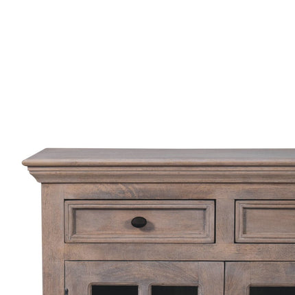 35" Brown Solid Wood Accent Cabinet With Two Doors And Two Drawers