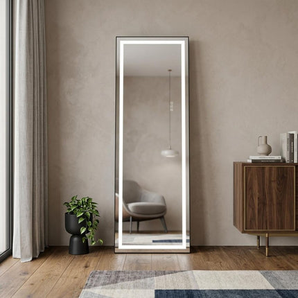 Silver Lighted Frameless Standing Mirror