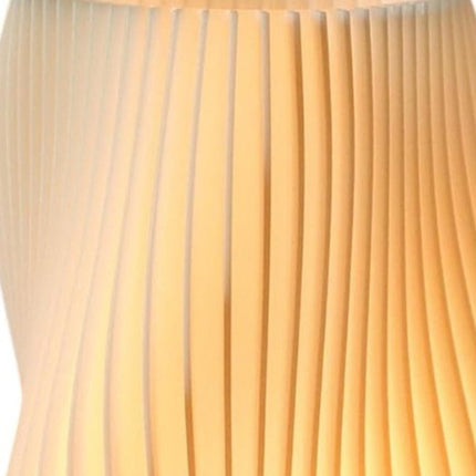 9" Beige And Natural Wavy Geometric Battery Operated Table Lamp